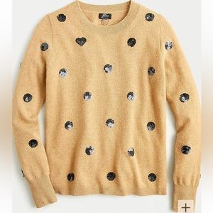 Everyday cashmere crewneck sweater in sequin polka dots